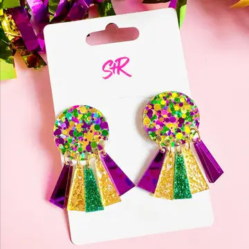 Mardi Gras Acrylic Earrings