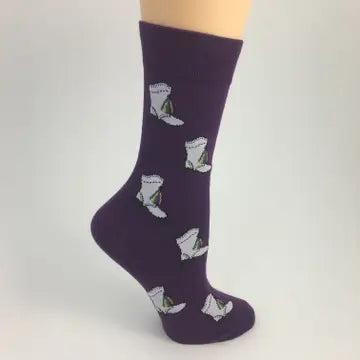 Mardi Gras White Marching Boot Socks