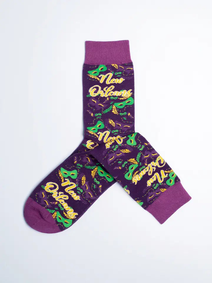 Women's New Orleans Mardi Gras Masquerade Crew Socks