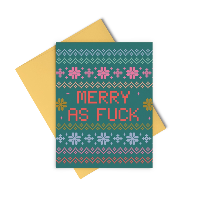 Holiday Greeting Cards Set of 8 - Merry As Fuck