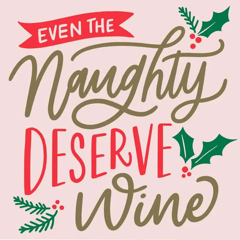 Funny Christmas Cocktail Napkins 20ct | Naughty Deserve Wine