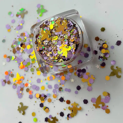 Purple & Gold Fleur de Lis Glitter