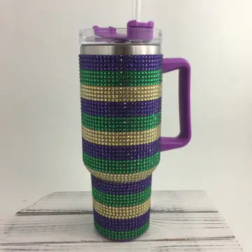 Mardi Gras Rhinestone Tumbler