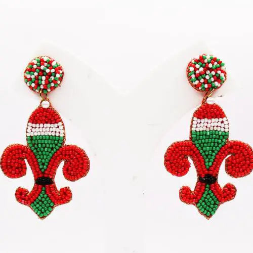 Cajun Christmas Fleur de Lis Earrings