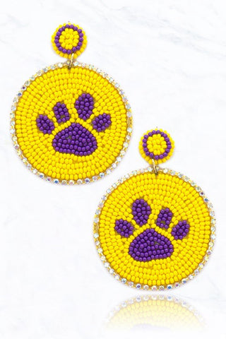 LSU Beaded Tiger Earrings