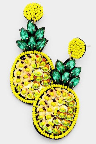 Beaded Pineapple Dangle Earrings