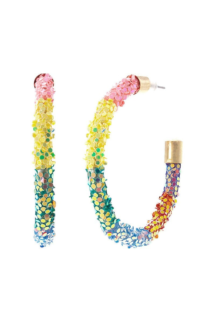 Rainbow Confetti Hoop Earrings