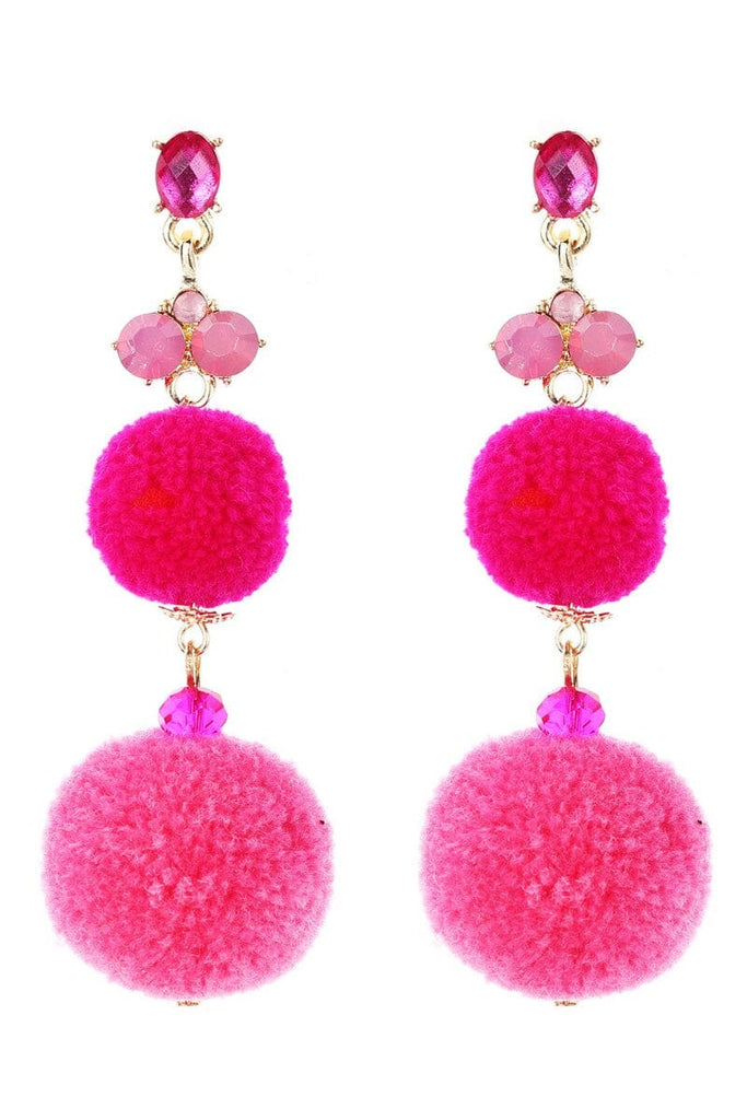 Red | Happy Days Pom Pom Earrings – Calligraphy Creations In KY