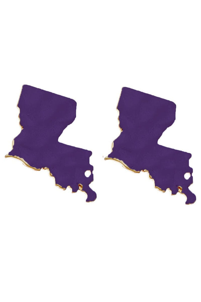 Louisiana State Hammered Stud Earrings - Purple
