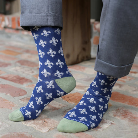 Men's Navy Fleur de Lis Socks