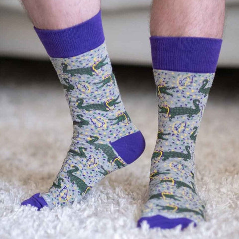 Men's Mardi Gras Alligator Socks