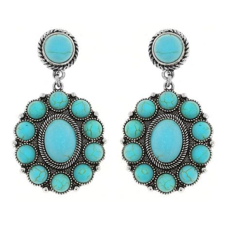 Western Blossom Turquoise Earrings