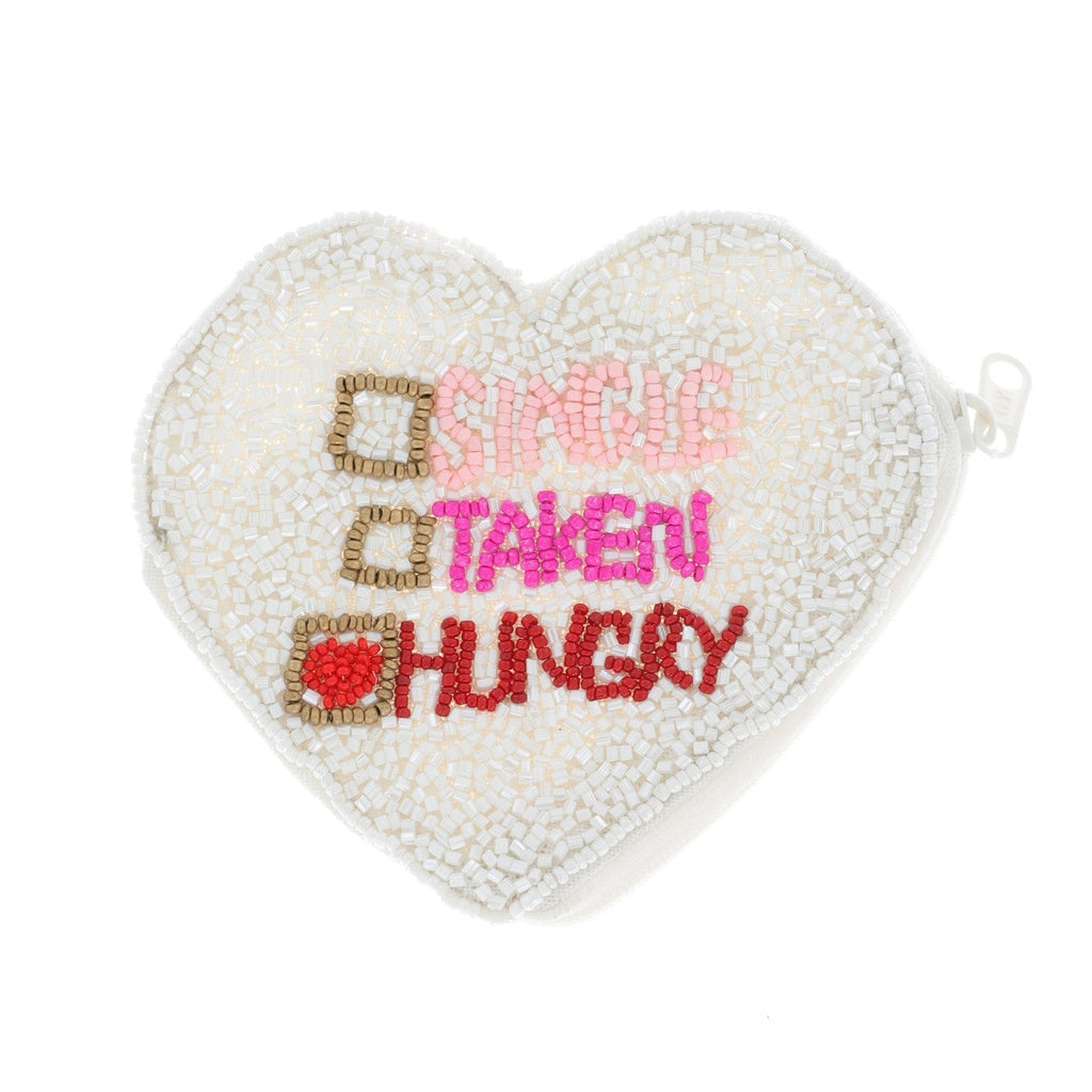 Single, Taken, Hungry Beaded Pouch