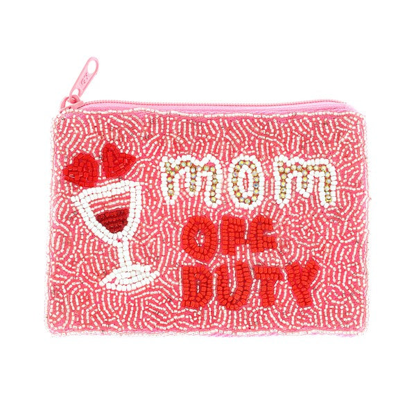 Mom Off Duty Beaded Pouch