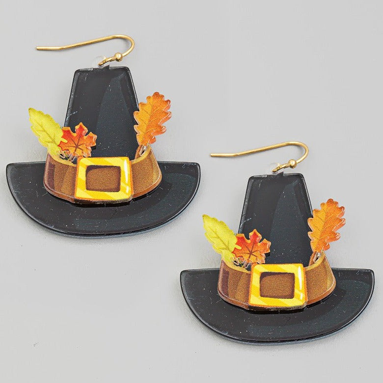 Pilgrims Hat Thanksgiving Earrings