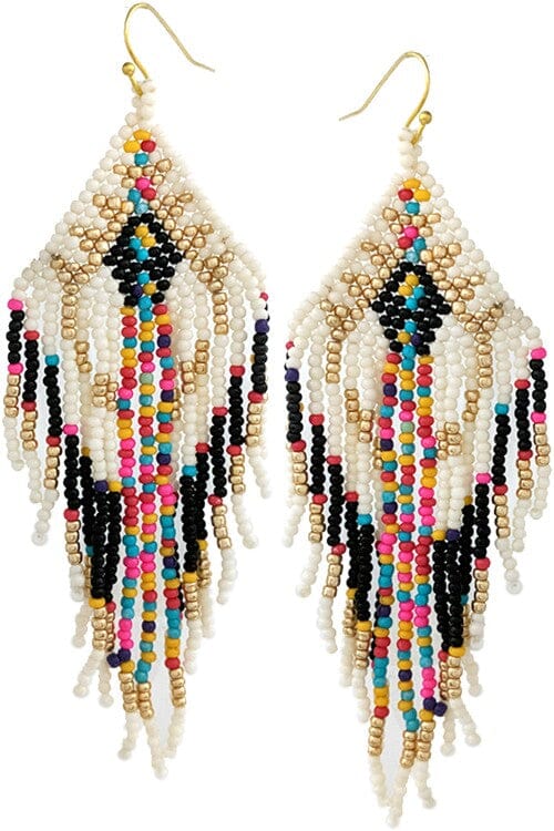 Chevron Aztec Multi Dangle Beaded Earrings