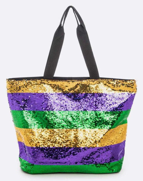 Large Mardi Gras Sequin Tote Bag