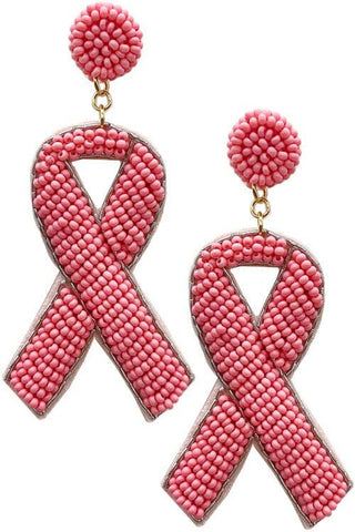 Breast Cancer Pink Ribbon Earrings