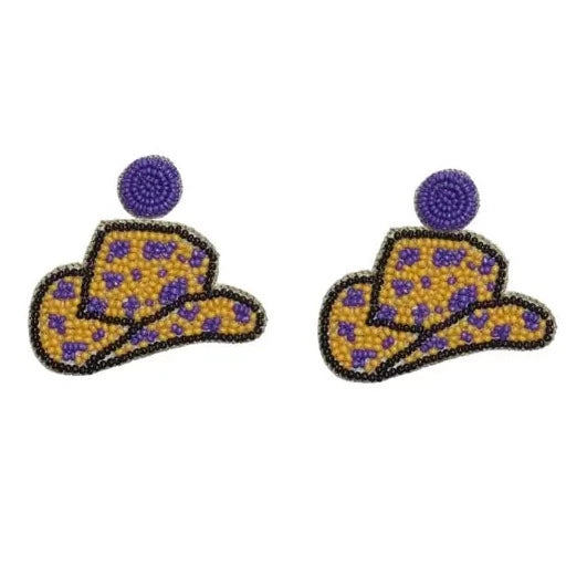 LSU Game Day Cowgirl Hat Earrings