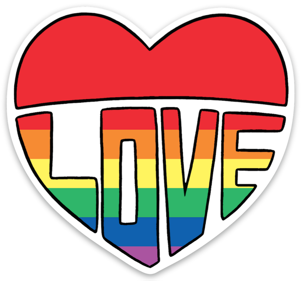 Love Heart Rainbow Die Cut Sticker