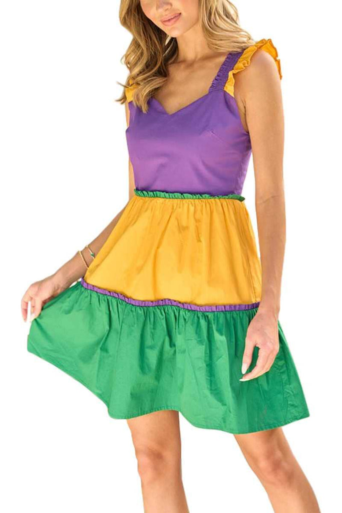 Mardi Gras Sleeveless Ruffle Dress