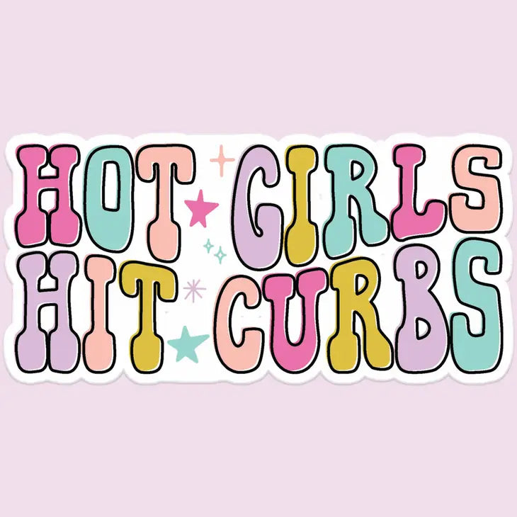 Hot Girls Hit Curbs Funny Car Sticker