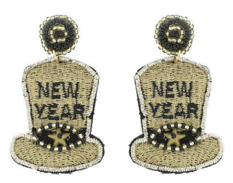 New Years Eve Hats - Gold Earrings
