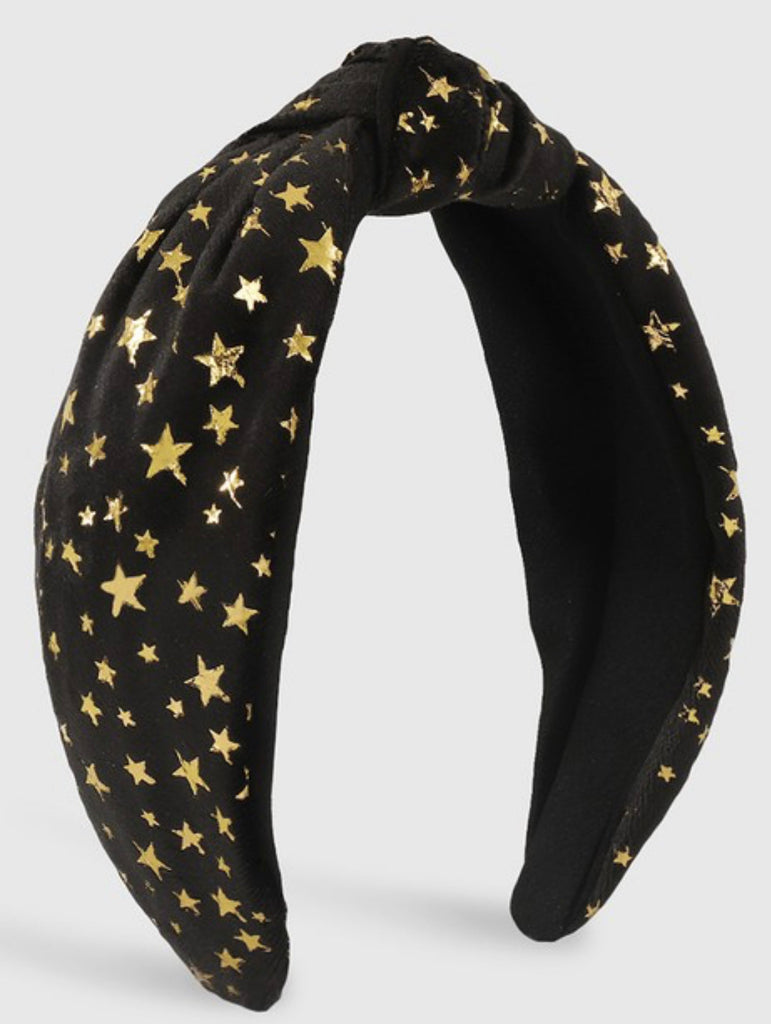 Black & Gold Star Velvet Headband