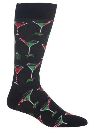 Holiday Martini Socks Black