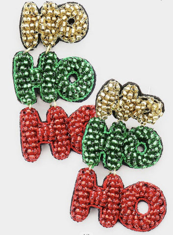 Ho Ho Ho Christmas Dangle Earrings