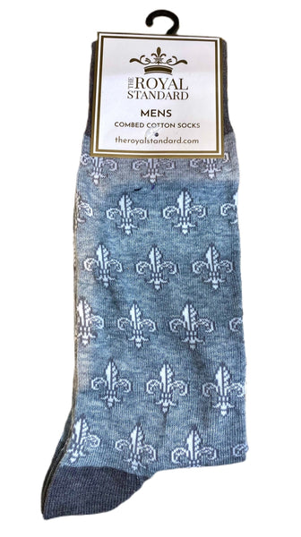 Men's Royal Grey Fleur de Lis Socks