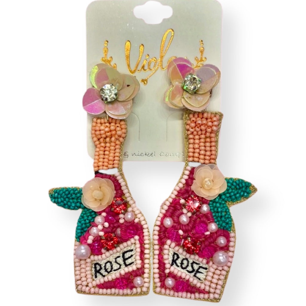 Rose Beaded Earrings New Orleans Graphic Fashion Tees and Gifts