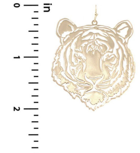 Gold Dangle Tiger Earrings