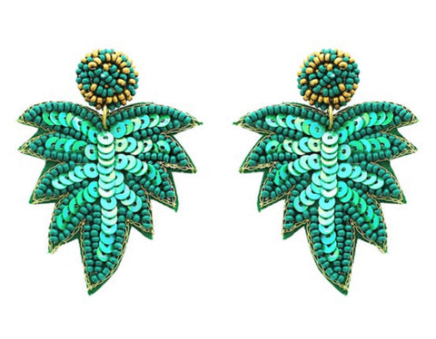 Sequin Leaf Earrings