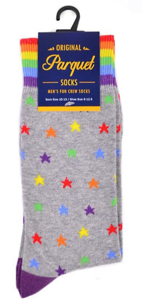 Mens Grey Rainbow Star Socks