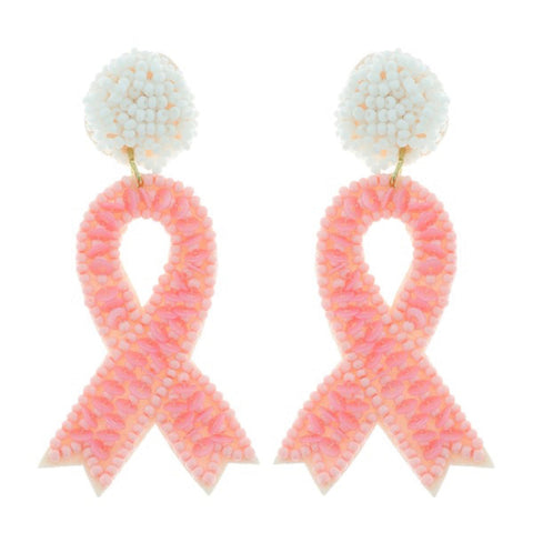 Breast Cancer Beaded Earrings