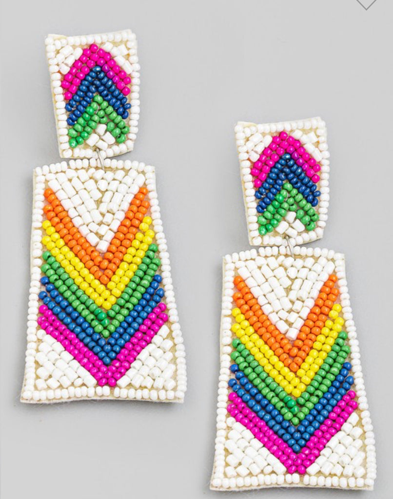 Beaded Square Rainbow Earringsn